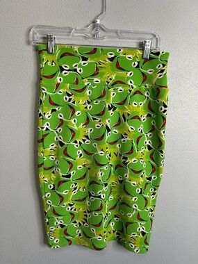Kermit the Frog Print Pencil Skirt - Bright Green- LuLaRoe Size Small